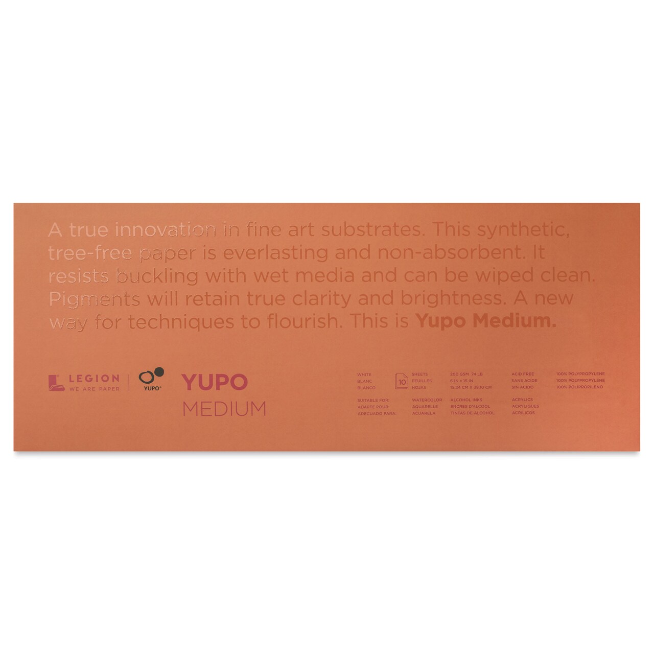 Legion Yupo Synthetic Paper Pad - 6" x 15", Bright White, 10 Sheets